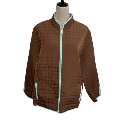 Susan Graver jacket Sz 1X reversible quilted brown & turquoise unique … - Picture 1 of 12